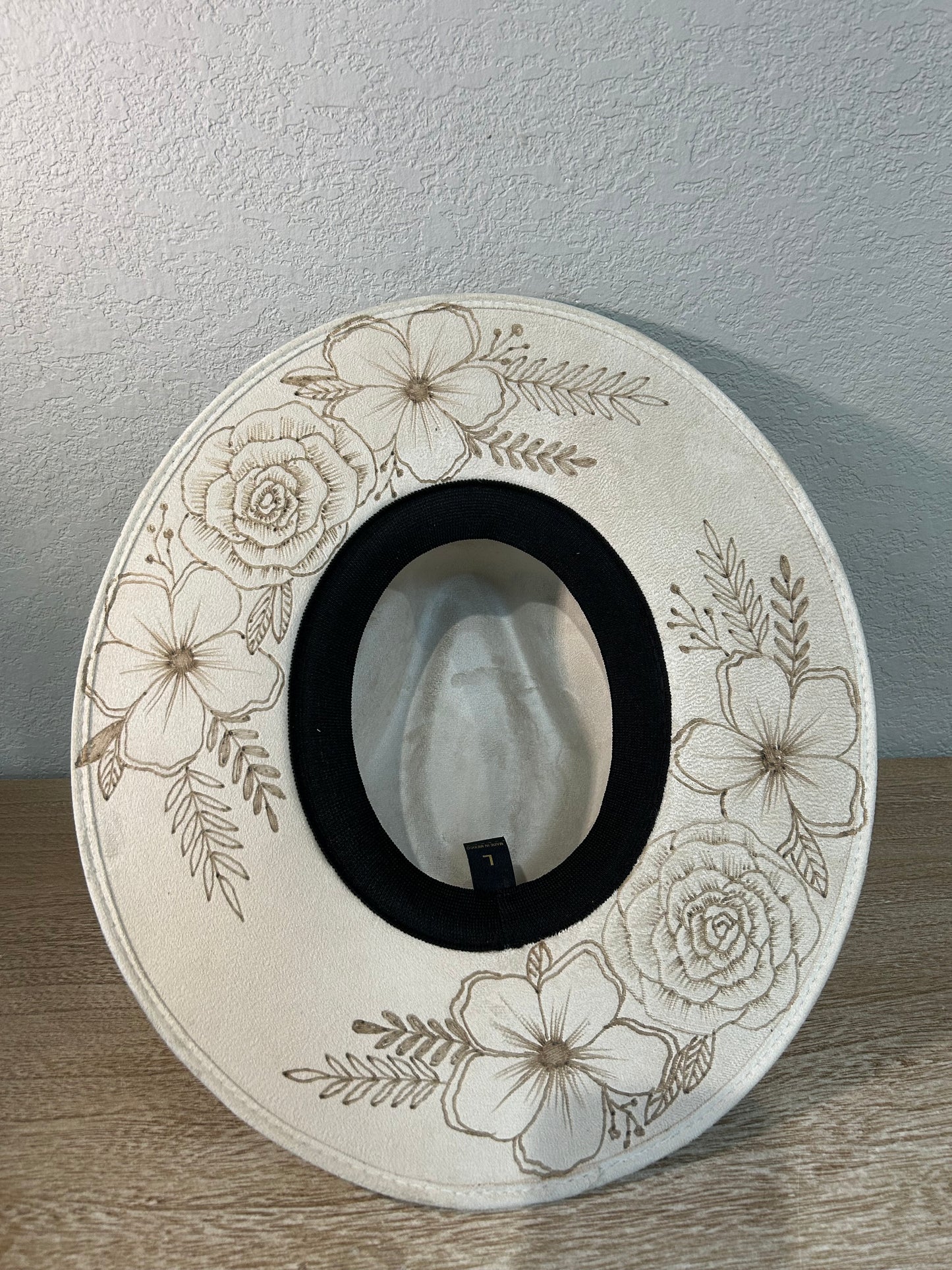 Cream Under Brim Flowers Fedora Hat