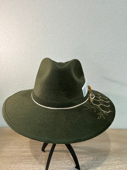 Olive Green Bee Indiana Hat