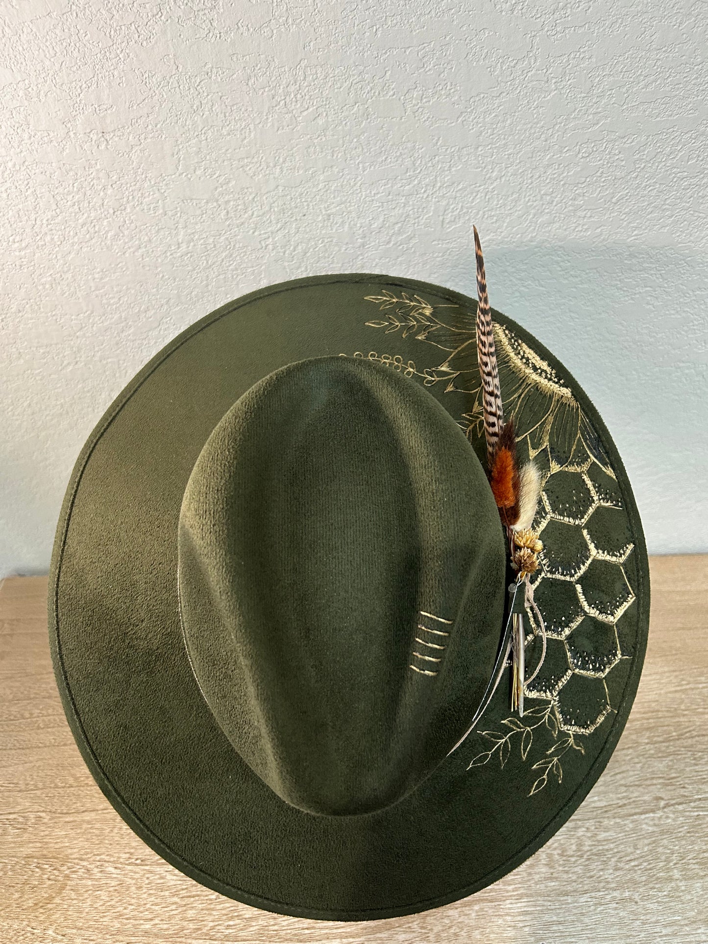 Olive Green Bee Indiana Hat