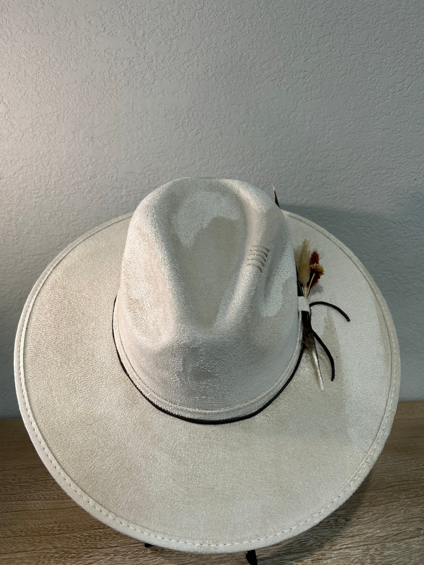 Cream Under Brim Flowers Fedora Hat