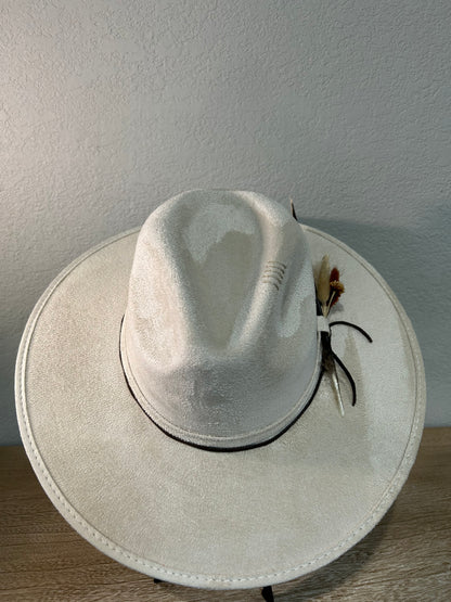 Cream Under Brim Flowers Fedora Hat