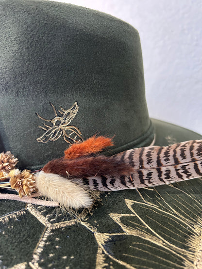 Olive Green Bee Indiana Hat