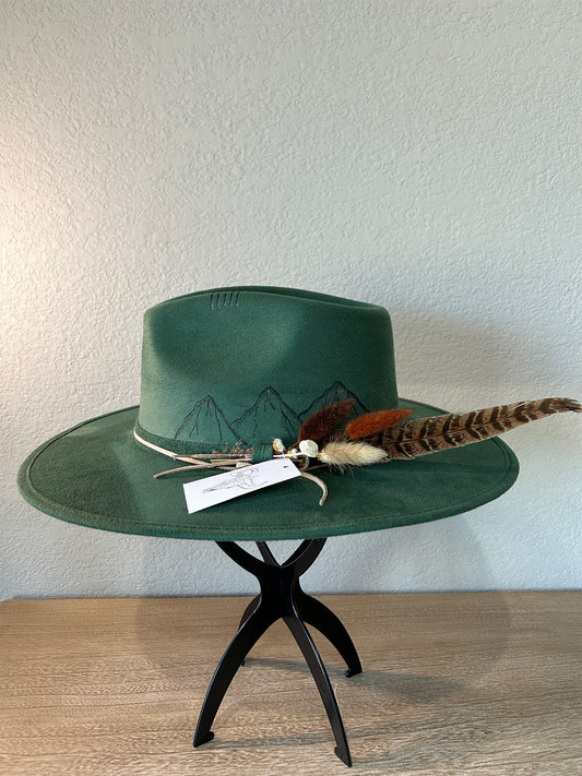 Forest Green Mountain Fedora Hat