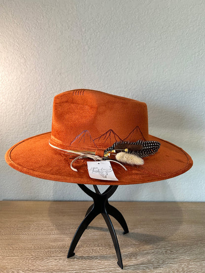 Burnt Orange Mountain Fedora Hat