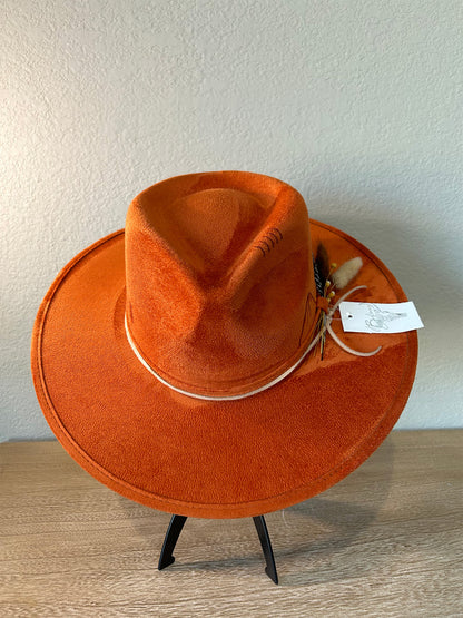 Burnt Orange Mountain Fedora Hat